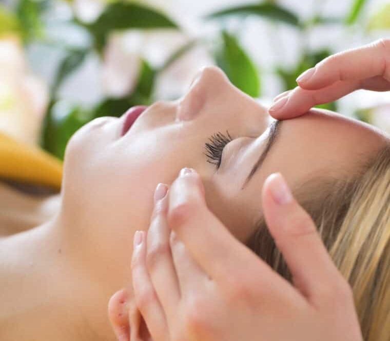 Wellness - woman receiving head or face massage in spa